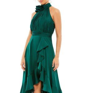 Mac Duggal Pleated Bodice High-Low Satin Cocktail Dress-Size 6